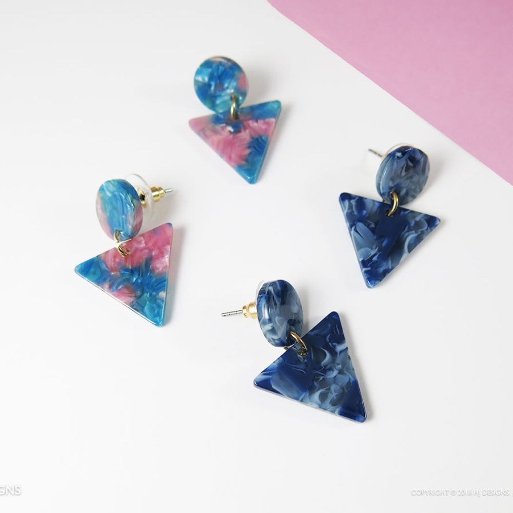 Acrylic Statement Triangle Circle Dangle Earrings